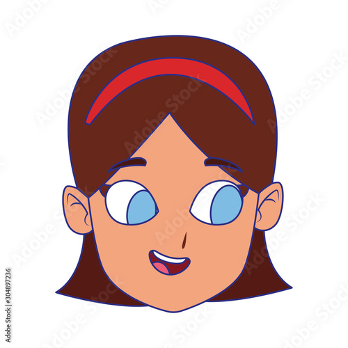 cute woman face with headband icon