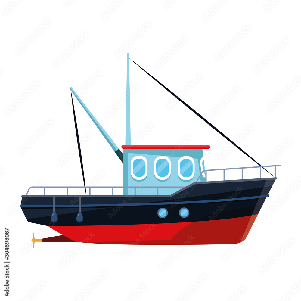 fishing boat icon, flat design fishing boat icon, flat design