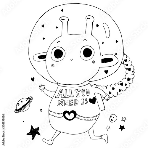 Cute alien in a spacesuit