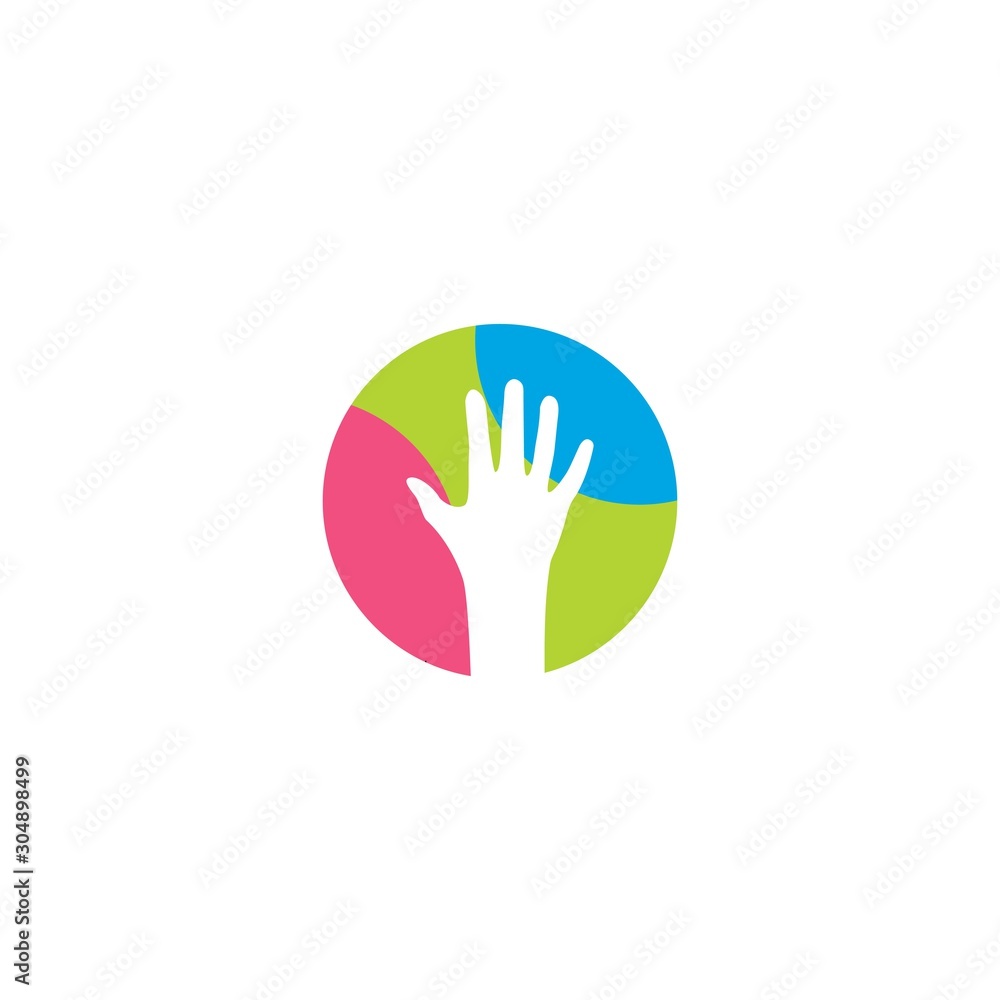 Hand symbol community care logo vector icon illustration Hand symbol community care logo vector icon illustration