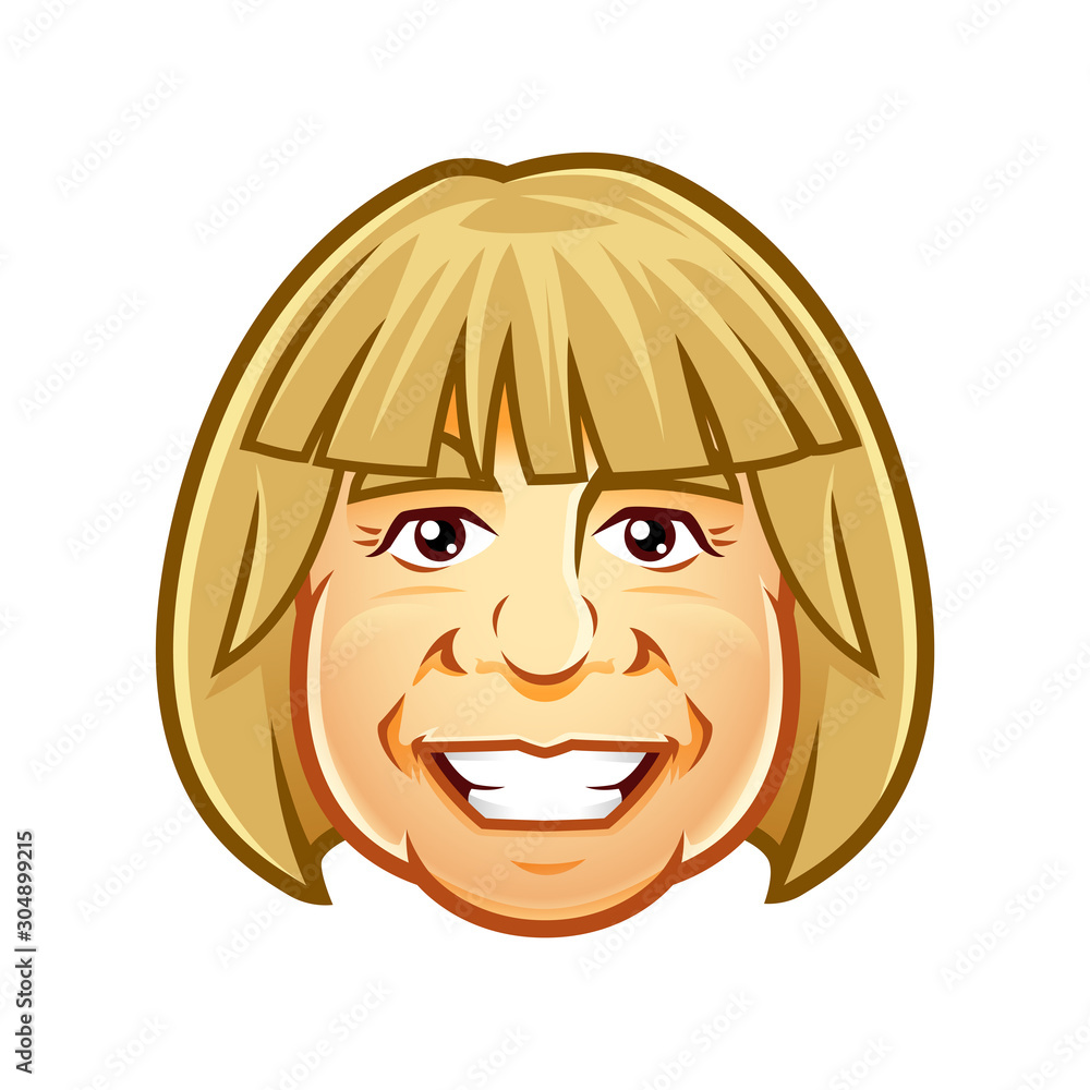 Vector of woman head smiling character mascot, for icon, avatar or logo Vector of woman head smiling character mascot, for icon, avatar or logo