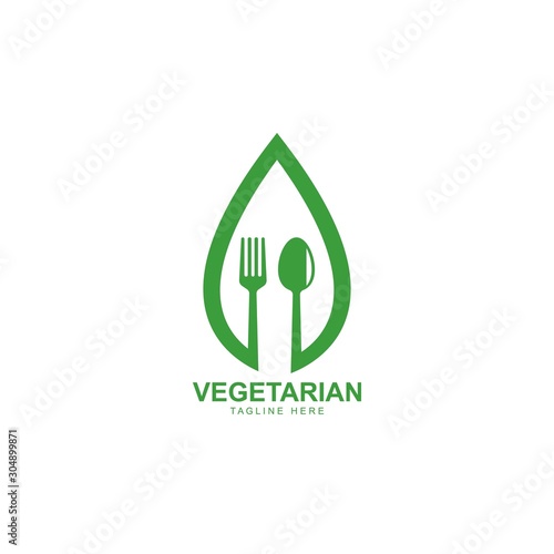 Human healthy vegetarian food logo vector icon illustration concept