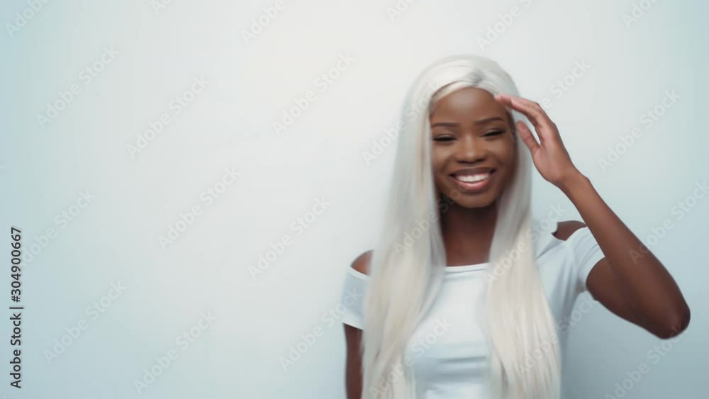 African sexy woman with white hair on white African sexy woman with white hair on white