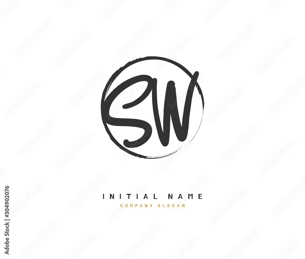 S W SW Beauty vector initial logo, handwriting logo of initial signature, wedding, fashion, jewerly, boutique, floral and botanical with creative template for any company or business.