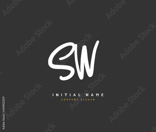 S W SW Beauty vector initial logo, handwriting logo of initial signature, wedding, fashion, jewerly, boutique, floral and botanical with creative template for any company or business.