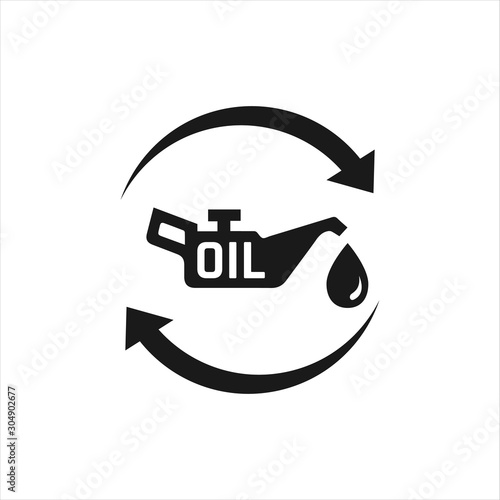 oil change icon logo vector. silhouette of oil canister bottle gear and circle arrow .symbol for automotive machine engine.