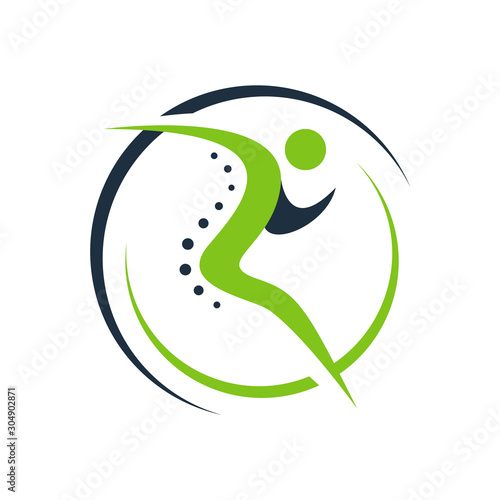 chiropractic physiotherapy logo design. creative human spinal health care medical template