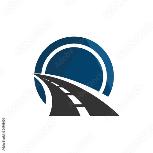 road construction logo road maintenance creative sign concept. Paving design template vector icon idea with highway. Transportation and traffic theme.