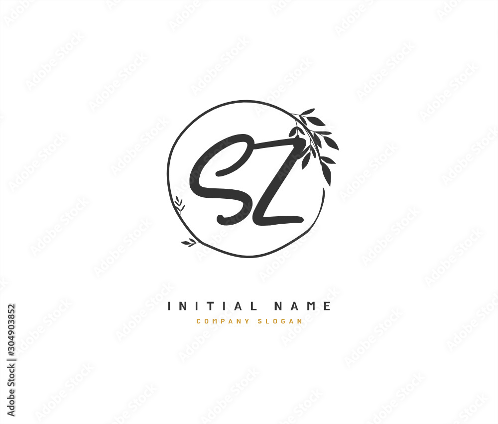 Fototapeta premium S Z SZ Beauty vector initial logo, handwriting logo of initial signature, wedding, fashion, jewerly, boutique, floral and botanical with creative template for any company or business.