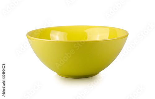 Empty green bowl on white background
