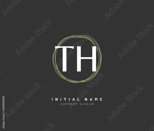 T H TH Beauty vector initial logo, handwriting logo of initial signature, wedding, fashion, jewerly, boutique, floral and botanical with creative template for any company or business.