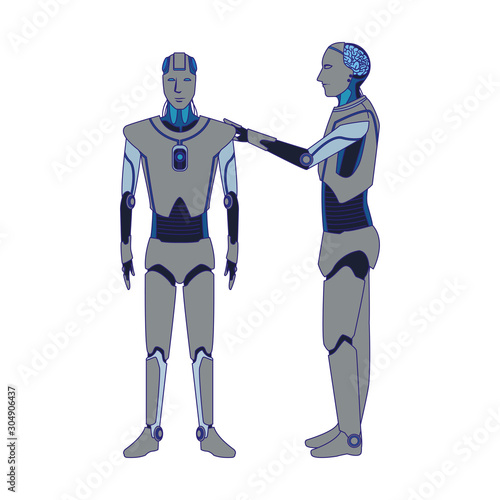 humanoid robots icon, artificial intelligence design ,