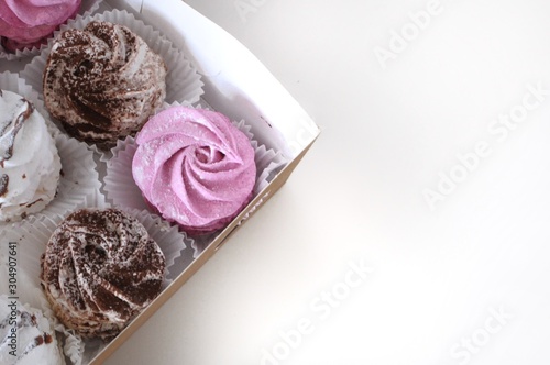 Wallpaper Mural Set of homemade marshmallow zephyr in a box on white background Torontodigital.ca