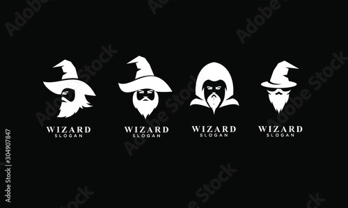 set of wizard badge logo icon design vector illustration