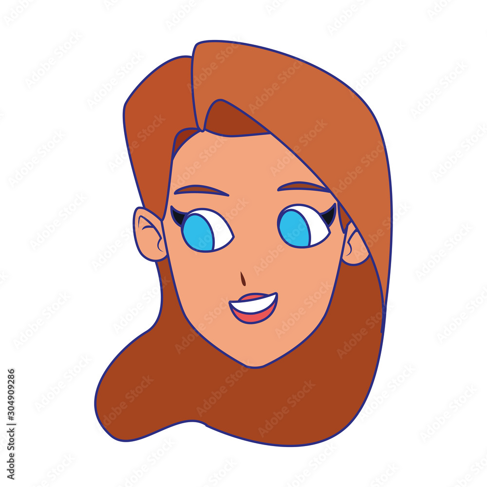 cartoon woman face icon, flat design cartoon woman face icon, flat design