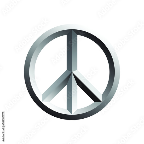 Peace metal badge. metalic iron peace logo. peace chrome medal. peace logo