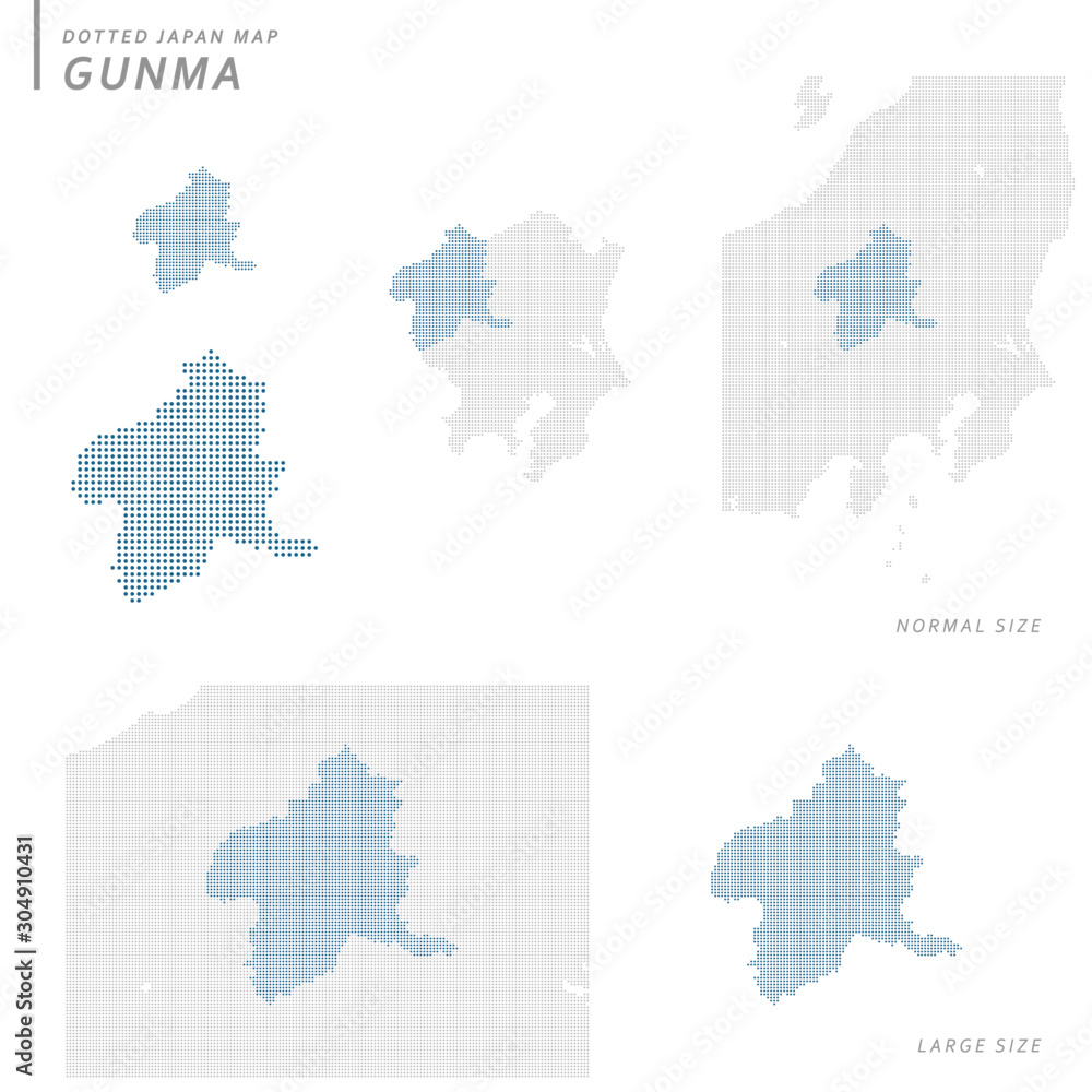 Naklejka dotted Japan map, Gunma