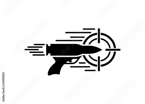 Bullet shaped pistol icon. Vector illustration on a white background.