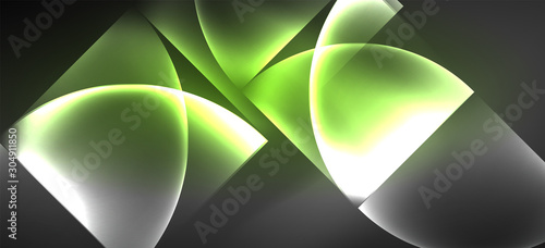 Neon glowing techno lines, hi-tech futuristic abstract background. Template with abstract shapes in dark space