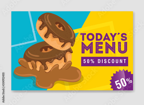 Obraz na płótnie poster of today menu with delicious donut vector illustration design