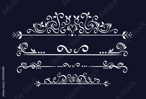 set of elegant ornamental borders frames vector illustration design