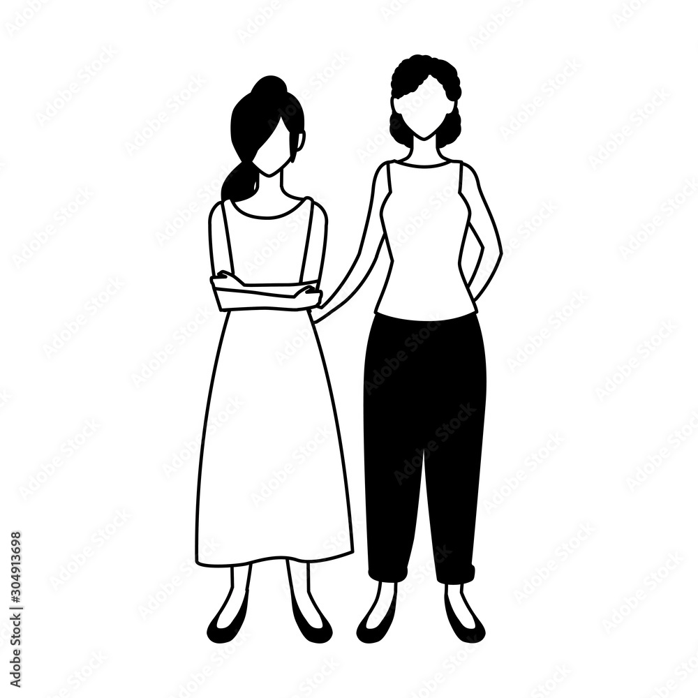 women faceless standing with different poses women faceless standing with different poses