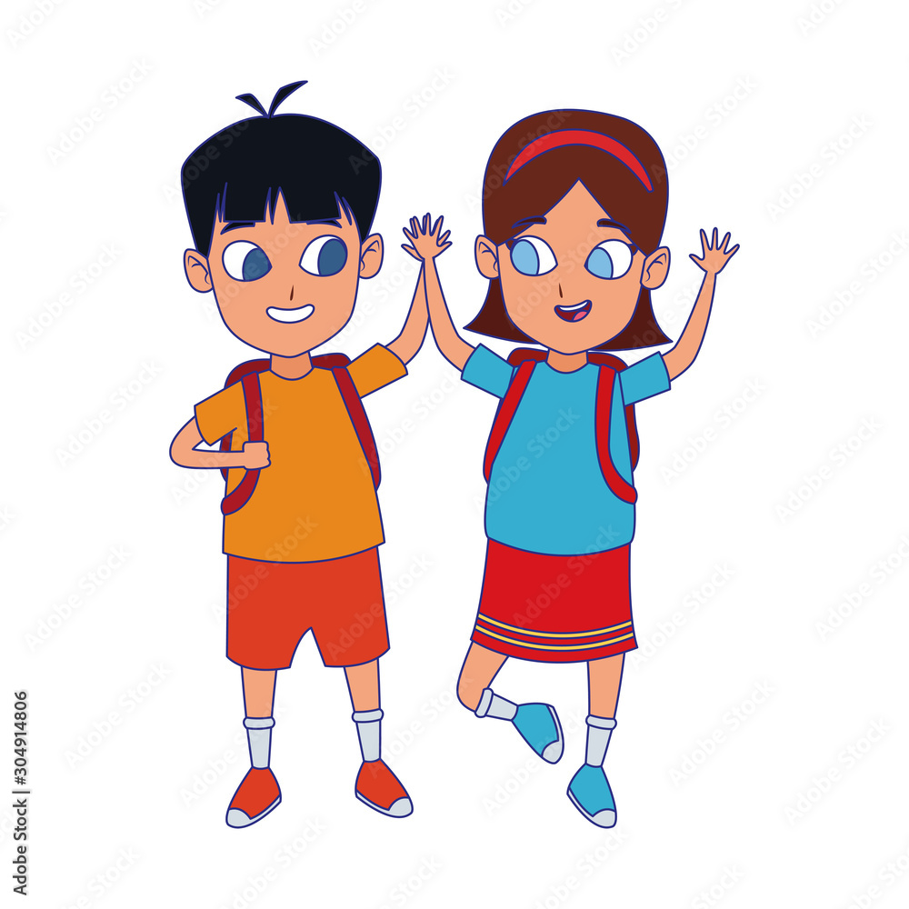 cartoon happy girl and boy icon, flat design cartoon happy girl and boy icon, flat design