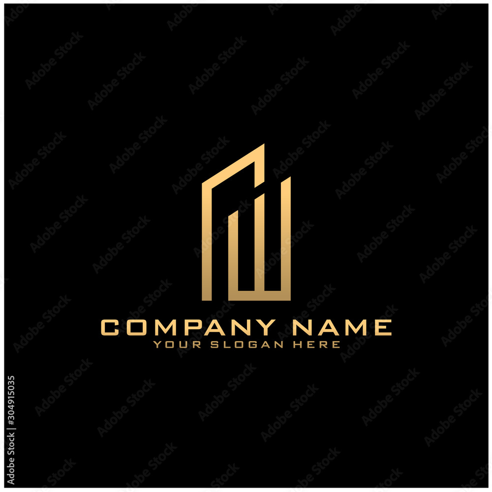 Letter W With Building For Construction Company Logo Letter W With Building For Construction Company Logo