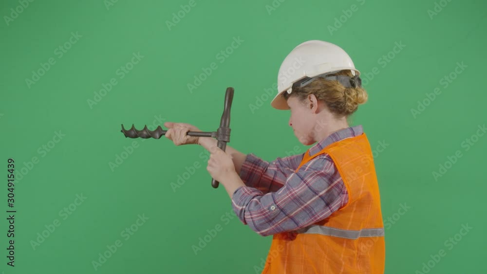 Woman Engineer Drilling On Screen Woman Engineer Drilling On Screen