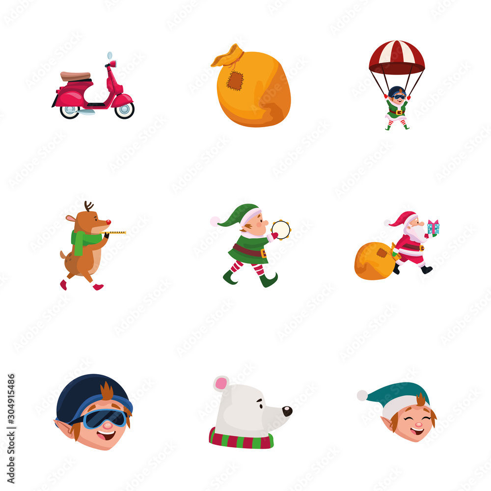 Merry christmas icon set vector design Merry christmas icon set vector design