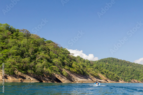 Cuajiniquil beach, Santa Elena Bay, geological formations in Santa Rosa National Park, Guanacaste Costa Rica.