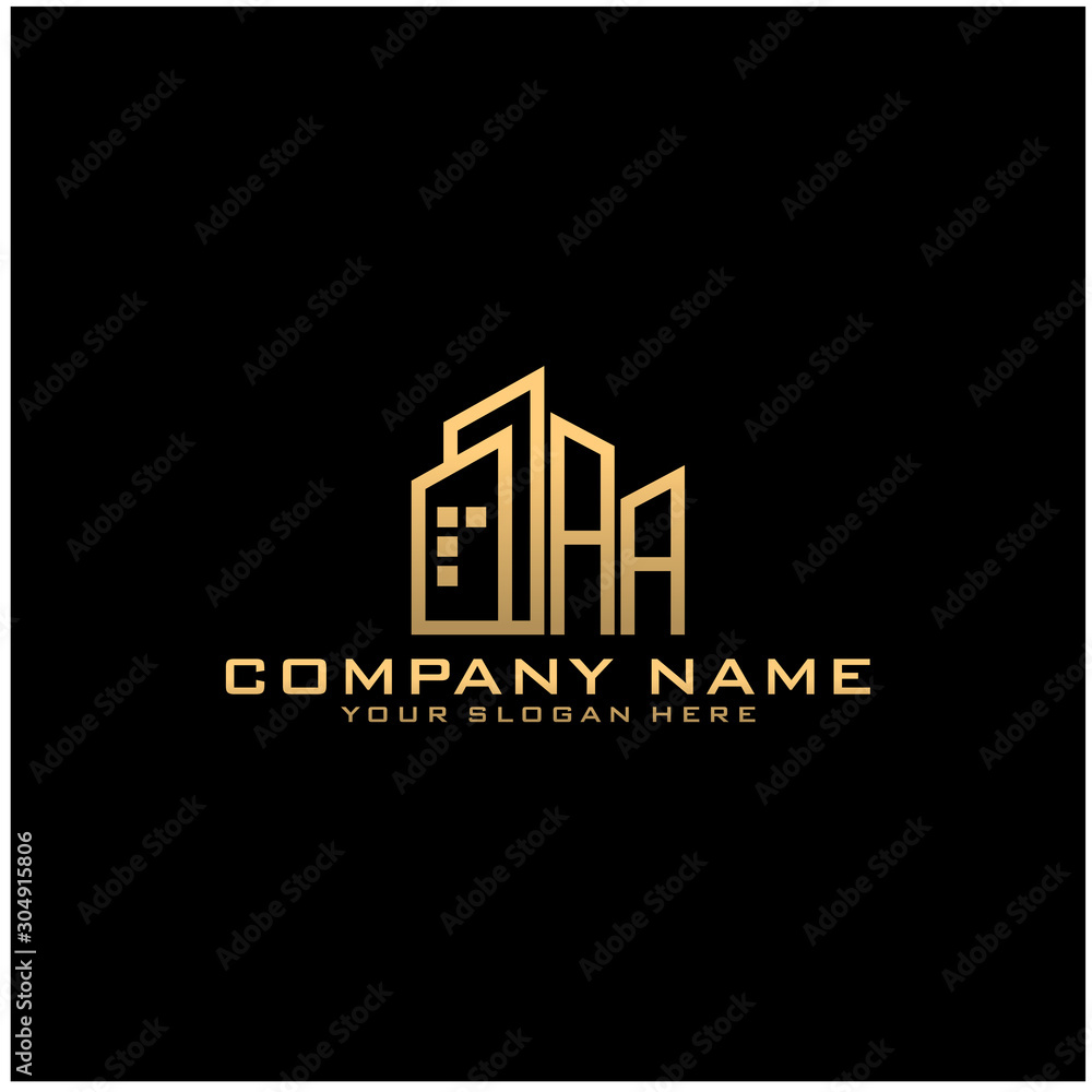 Letter AA With Building For Construction Company Logo