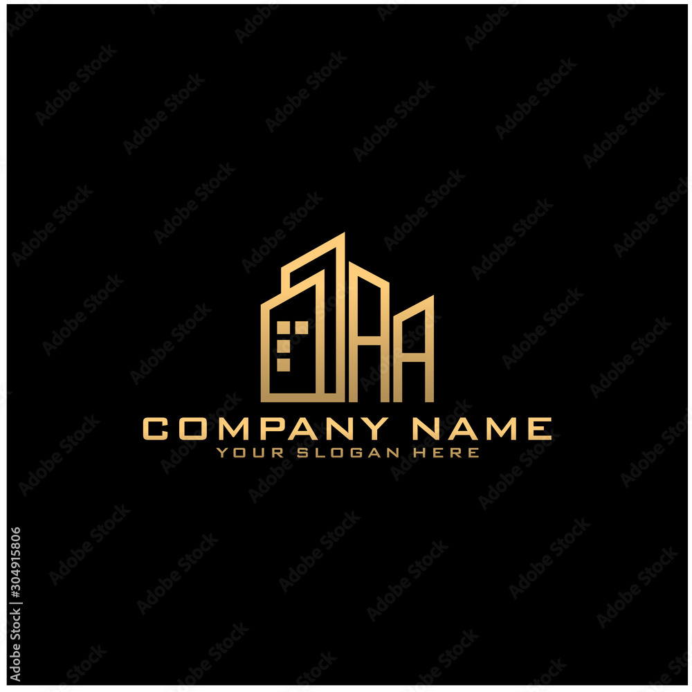 Letter AA With Building For Construction Company Logo Letter AA With Building For Construction Company Logo