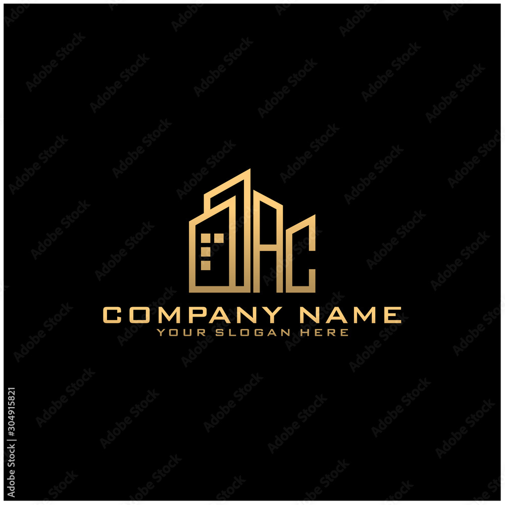 Letter AC With Building For Construction Company Logo
