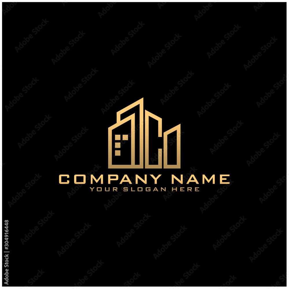 Letter CO With Building For Construction Company Logo