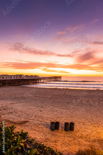 Pacific beach during beautiful sunset, San Diego, California