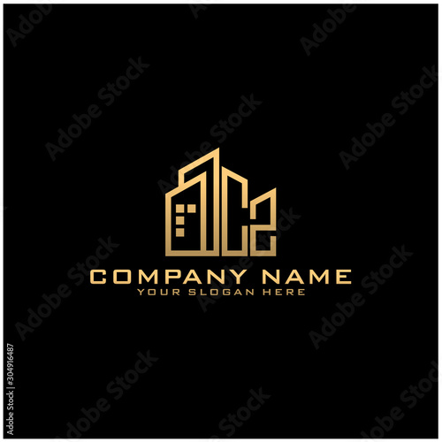 Letter CZ With Building For Construction Company Logo