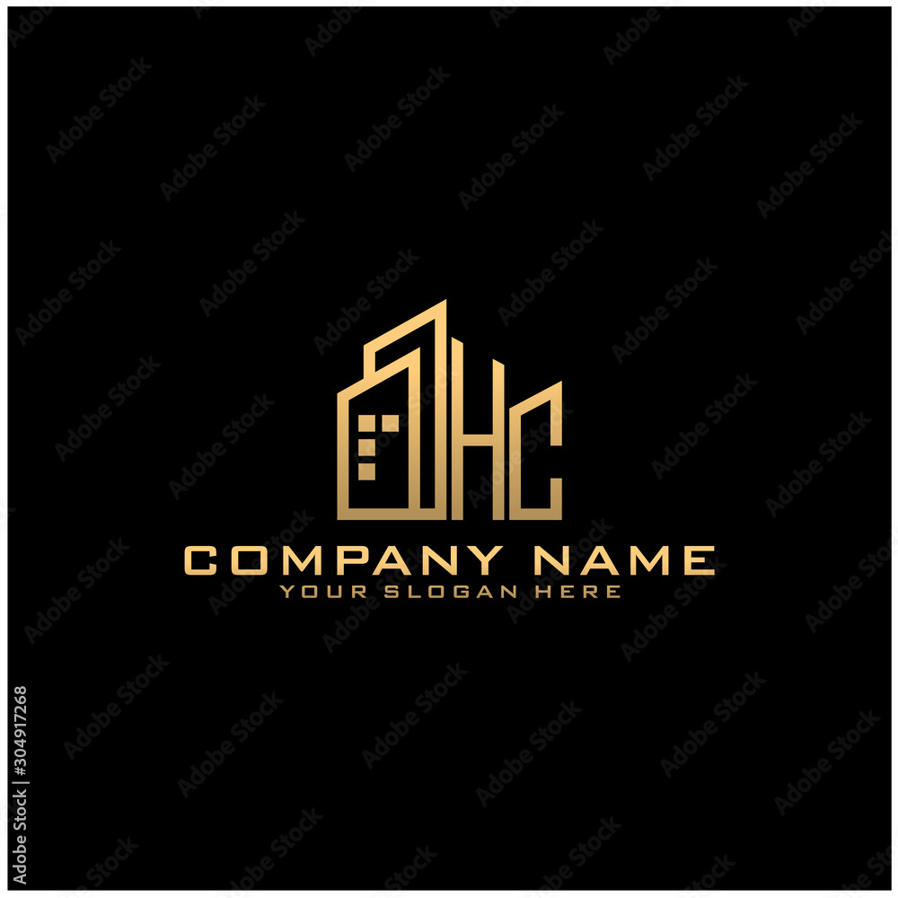 Letter HC With Building For Construction Company Logo