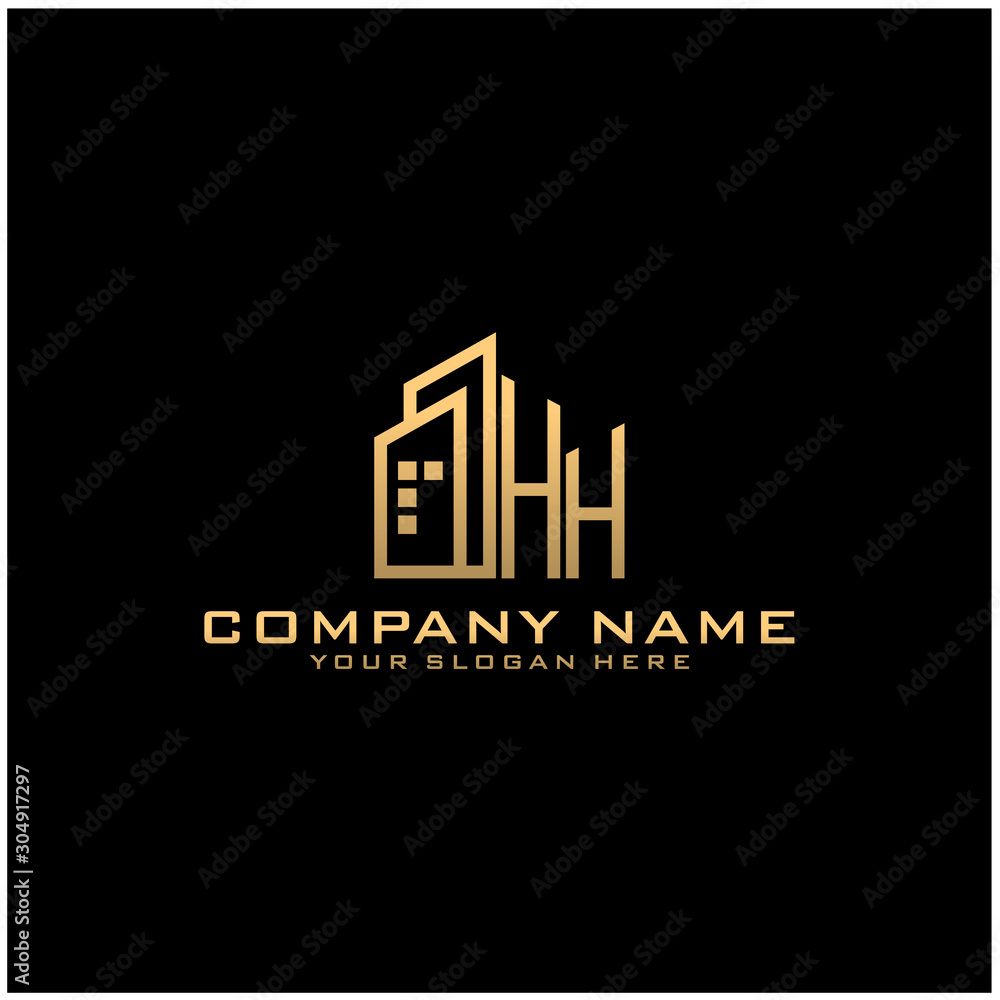 Letter HH With Building For Construction Company Logo