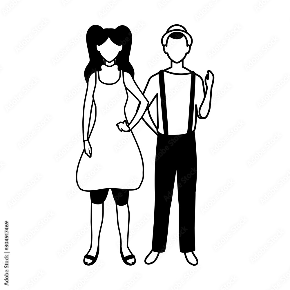 couple of people faceless on white background couple of people faceless on white background