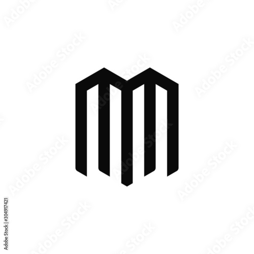 Hexagonal MM monogram Logo Template  Minimal Letter MM Logo  sharp and strong letter MM monogram .vector