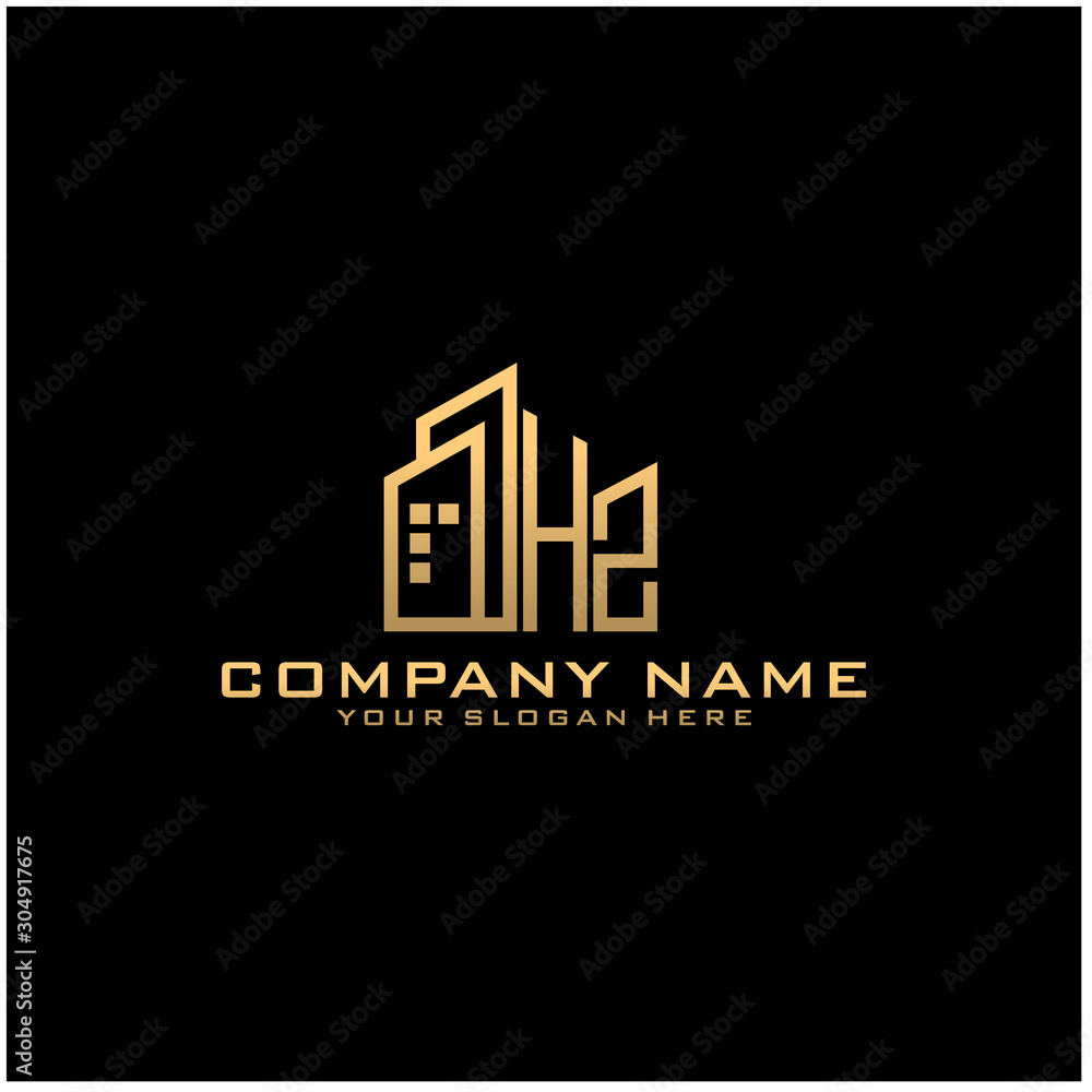 Letter HZ With Building For Construction Company Logo