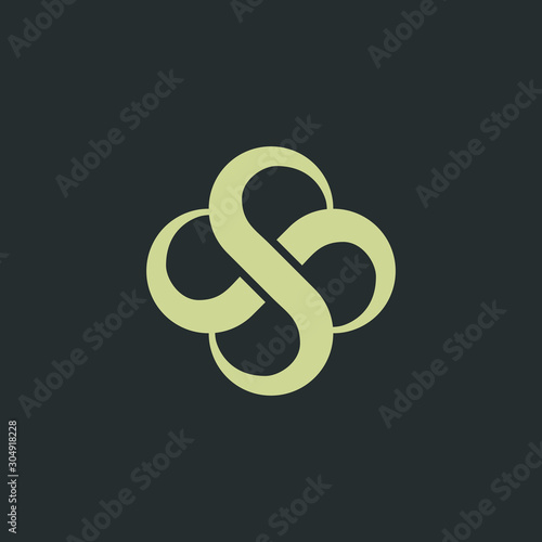 Swirl SS monogram, S flower logo mark, spinning icon, feminine and elegant letter SS with infinity element logo template .vector