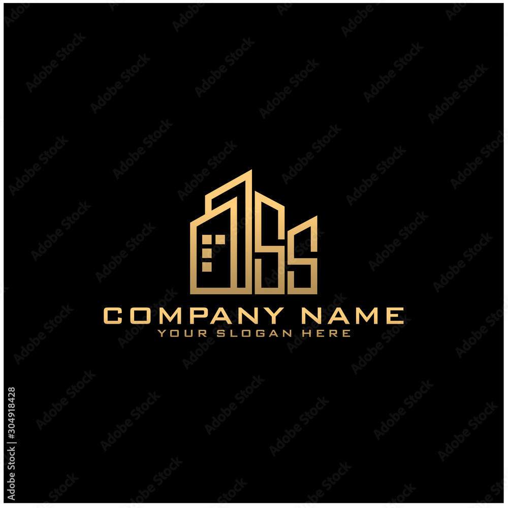 Letter SS With Building For Construction Company Logo