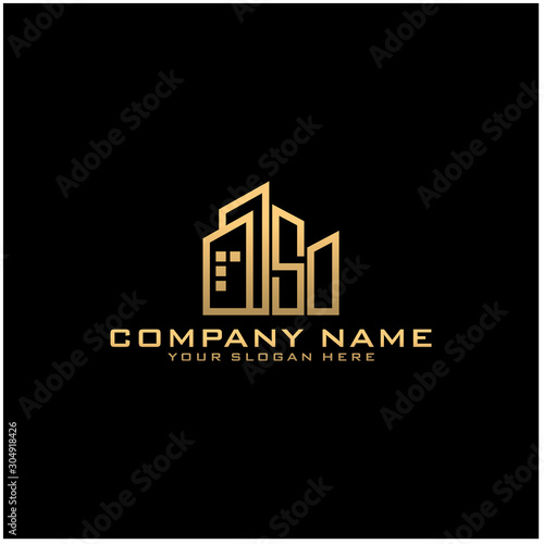 Letter SO With Building For Construction Company Logo