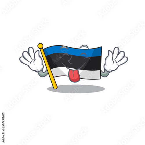 Super cute flag estonia cartoon design with Tongue out