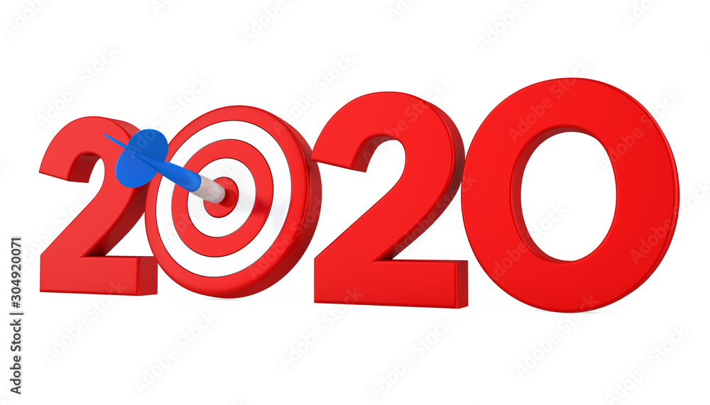 2020 with Darts Target Isolated 2020 with Darts Target Isolated