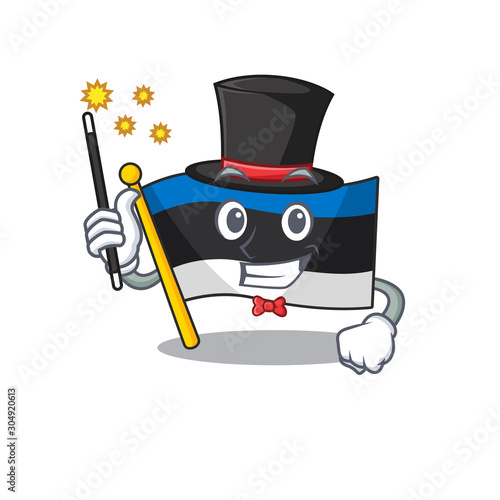 Flag estonia cartoon with in magician character