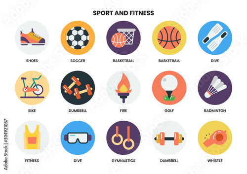 Sports icons set for business