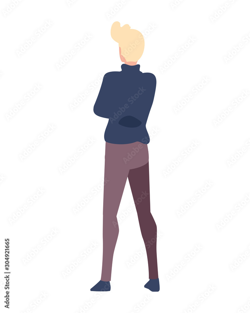 young man of back position on white background young man of back position on white background